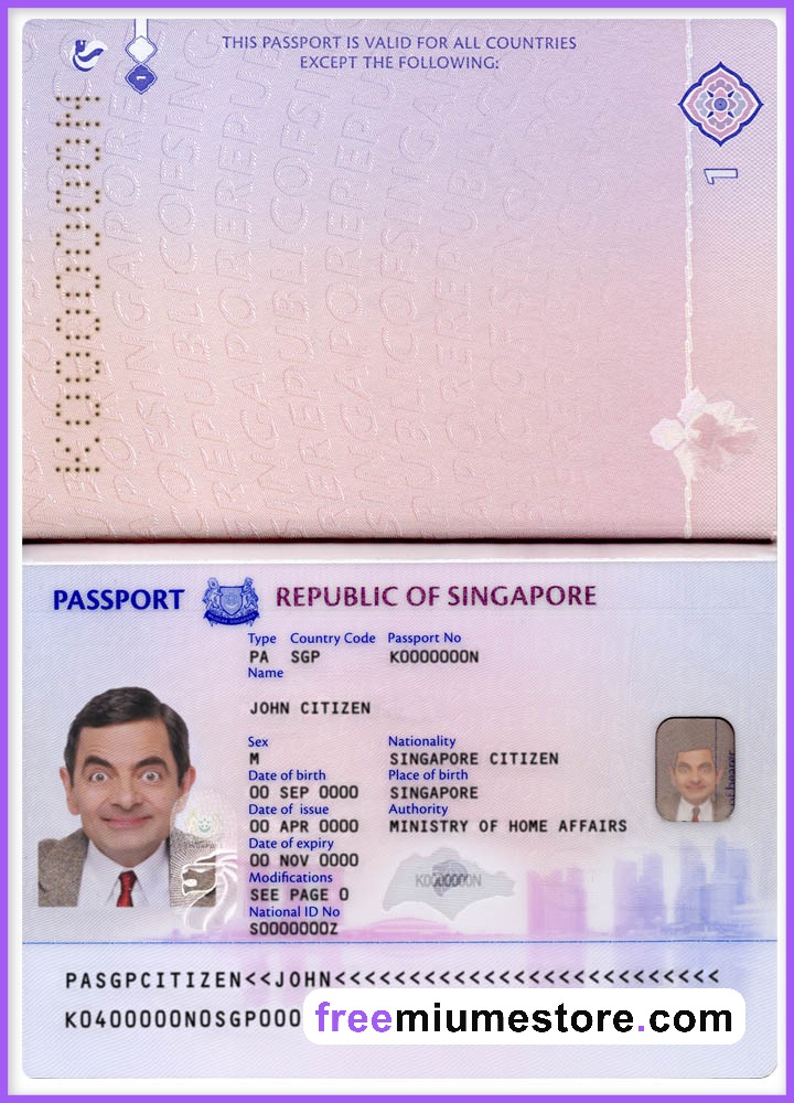 Singapore Passport PSD Template